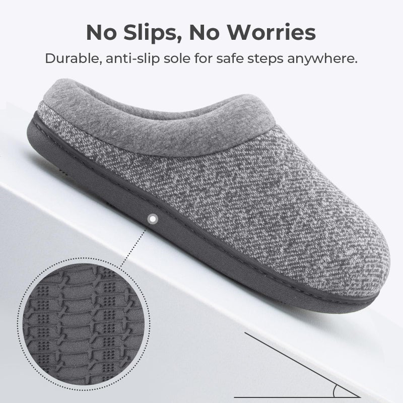 HomeTop Women's Knit Memory Foam Slippers Warm Soft House Shoes with Anti-slip Sole (Medium / 7-8 B(M) US, Light Gray) - Image 4